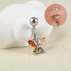 Navel Ring Copper Inlaid Zircon Stainless Steel Butterfly Style
