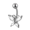 Navel Ring Copper Inlaid Zircon Stainless Steel Butterfly Style