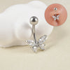 Navel Ring Copper Inlaid Zircon Stainless Steel Butterfly Style