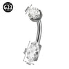 Navel Ring Heartshaped Zircon G23 Titanium Geometric Style