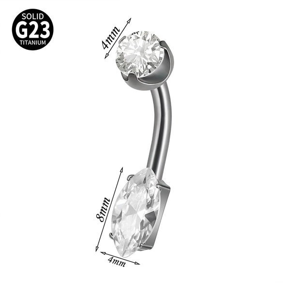Navel Ring Heartshaped Zircon G23 Titanium Geometric Style