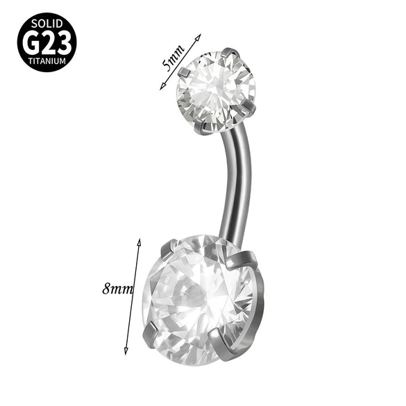 Navel Ring Heartshaped Zircon G23 Titanium Geometric Style