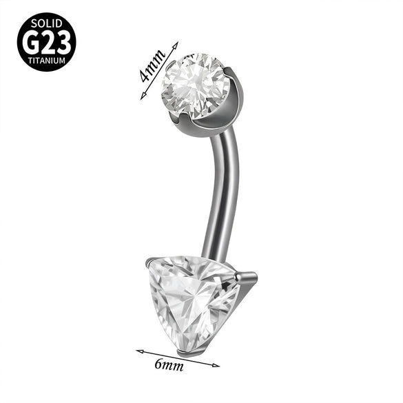 Navel Ring Heartshaped Zircon G23 Titanium Geometric Style
