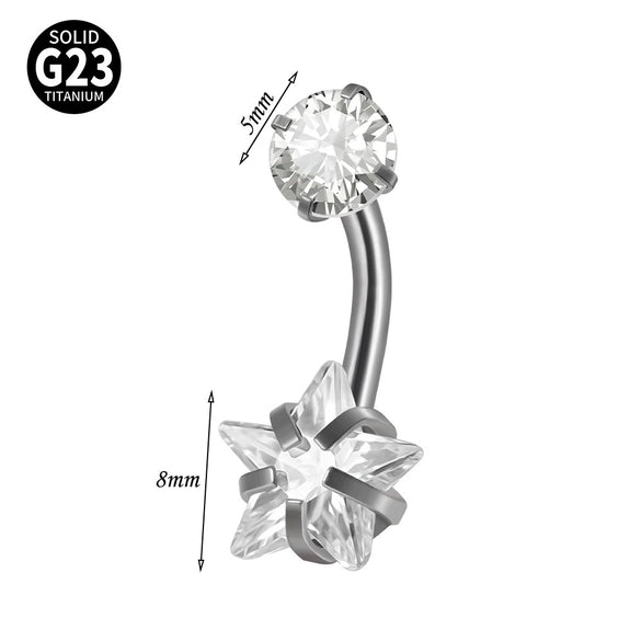 Navel Ring Heartshaped Zircon G23 Titanium Geometric Style