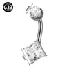 Navel Ring Heartshaped Zircon G23 Titanium Geometric Style