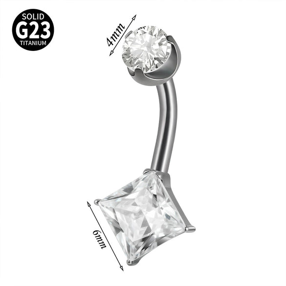 Navel Ring Heartshaped Zircon G23 Titanium Geometric Style