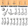 Navel Ring Heartshaped Zircon G23 Titanium Geometric Style