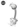 Navel Ring Heartshaped Zircon G23 Titanium Geometric Style