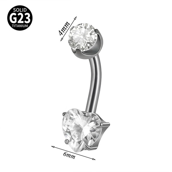 Navel Ring Heartshaped Zircon G23 Titanium Geometric Style