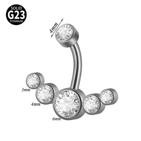 Navel Ring Heartshaped Zircon G23 Titanium Geometric Style