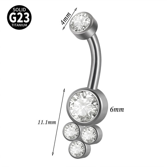 Navel Ring Heartshaped Zircon G23 Titanium Geometric Style