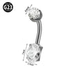 Navel Ring Heartshaped Zircon G23 Titanium Geometric Style