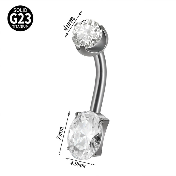 Navel Ring Heartshaped Zircon G23 Titanium Geometric Style