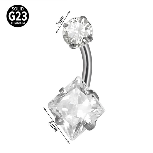 Navel Ring Heartshaped Zircon G23 Titanium Geometric Style