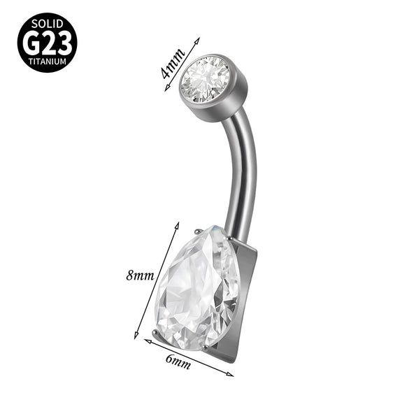 Navel Ring Heartshaped Zircon G23 Titanium Geometric Style
