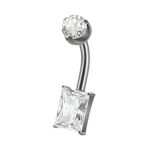 Navel Ring Heartshaped Zircon G23 Titanium Geometric Style