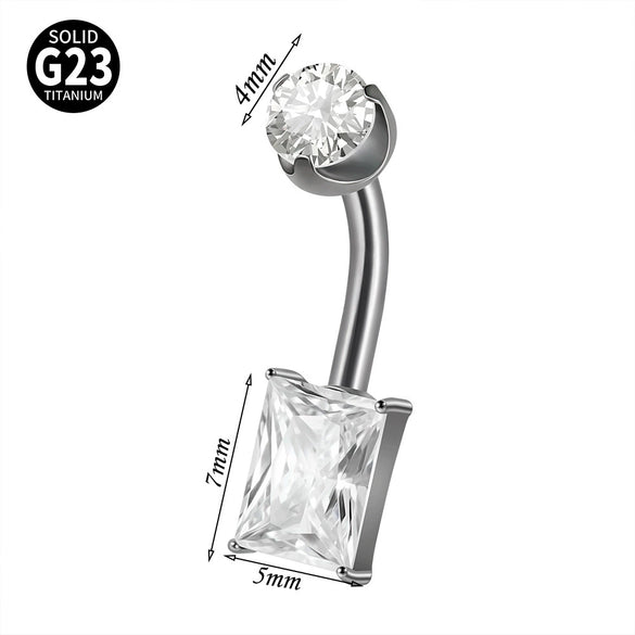 Navel Ring Heartshaped Zircon G23 Titanium Geometric Style