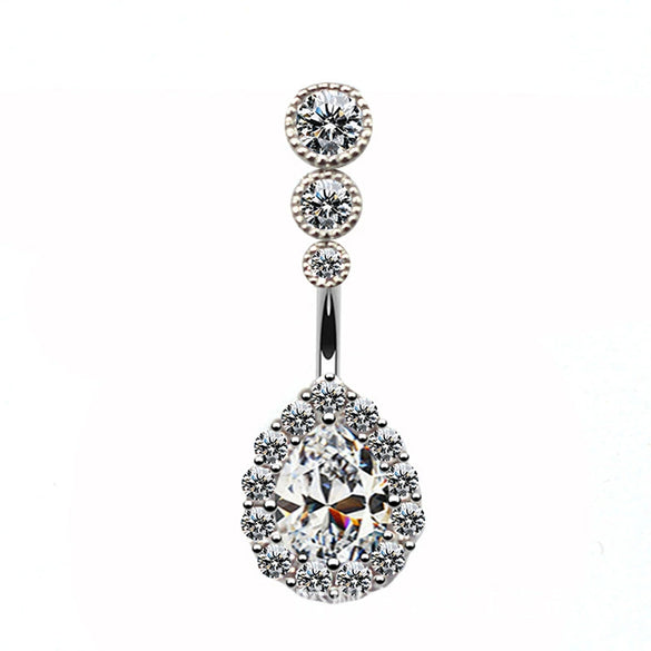 Navel Ring Jewelry Brass White Steel Drop Shape Cartoon Style Unisex