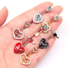 Navel Ring Jewelry Stainless Steel Hollow Heartshaped With Bat And Angel Wings Electroplating Design Unisex Animals Zodiac