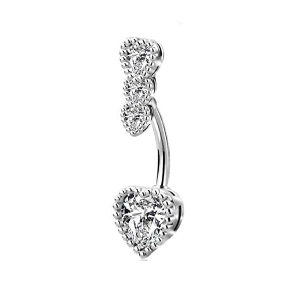 Navel Ring Piercing Jewelry Stainless Steel Heart Shaped Electroplating Zircon Set Letter Punk Style Unisex