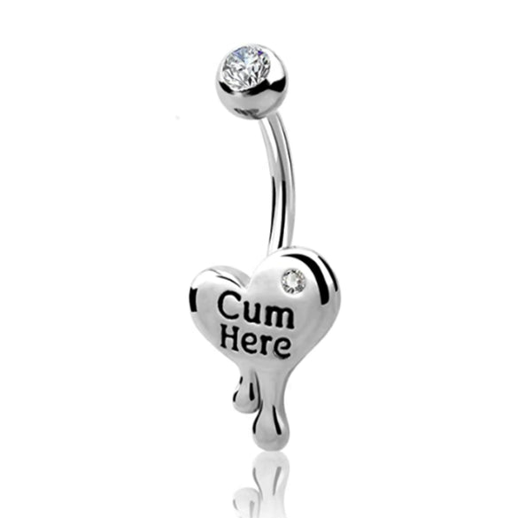 Navel Ring Piercing Jewelry Stainless Steel Heart Shaped Electroplating Zircon Set Letter Punk Style Unisex