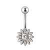 Navel Ring Stainless Steel Copper Inlaid Zircon Heart Shaped Flower Unisex Fashion Piercing Ornament