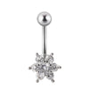Navel Ring Stainless Steel Copper Inlaid Zircon Heart Shaped Flower Unisex Fashion Piercing Ornament