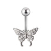 Navel Ring Stainless Steel Copper Inlaid Zircon Heart Shaped Flower Unisex Fashion Piercing Ornament
