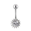 Navel Ring Stainless Steel Copper Inlaid Zircon Heart Shaped Flower Unisex Fashion Piercing Ornament