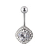 Navel Ring Stainless Steel Copper Inlaid Zircon Heart Shaped Flower Unisex Fashion Piercing Ornament