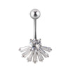 Navel Ring Stainless Steel Copper Inlaid Zircon Heart Shaped Flower Unisex Fashion Piercing Ornament