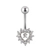 Navel Ring Stainless Steel Copper Inlaid Zircon Heart Shaped Flower Unisex Fashion Piercing Ornament