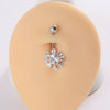 Navel Ring Stainless Steel Copper Inlaid Zircon Heart Shaped Flower Unisex Fashion Piercing Ornament