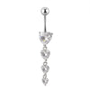Navel Ring Stainless Steel Copper Inlaid Zircon Heart Shaped Flower Unisex Fashion Piercing Ornament
