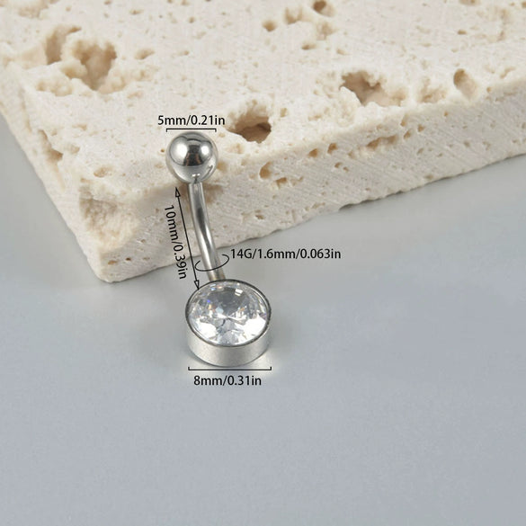 Navel Ring Stainless Steel Heart Shaped Inlaid Zircon Piercing Ornament