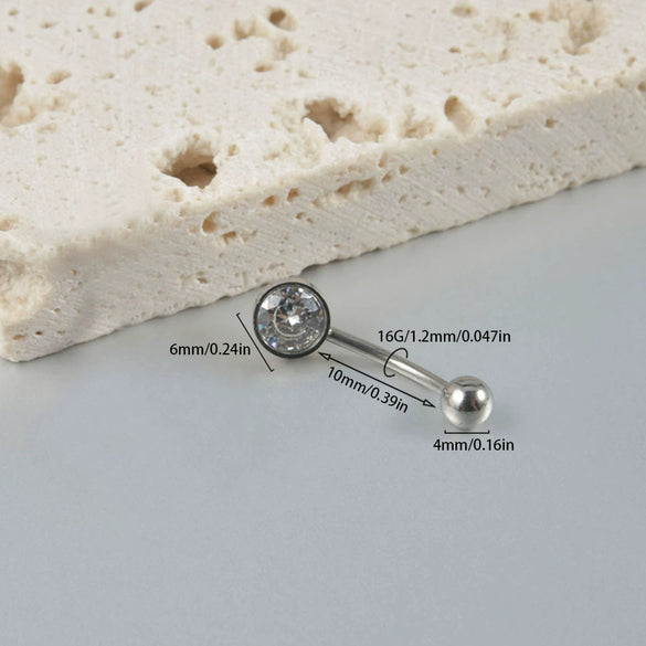 Navel Ring Stainless Steel Heart Shaped Inlaid Zircon Piercing Ornament