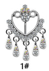 Navel Ring Stainless Steel Heart Tassel Cross Zircon Diamond Styling