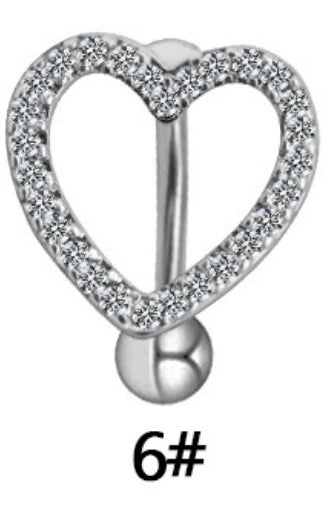 Navel Ring Stainless Steel Heart Tassel Cross Zircon Diamond Styling