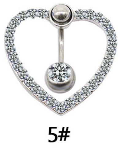 Navel Ring Stainless Steel Heart Tassel Cross Zircon Diamond Styling