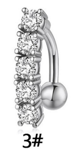 Navel Ring Stainless Steel Heart Tassel Cross Zircon Diamond Styling