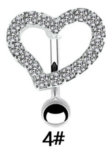 Navel Ring Stainless Steel Heart Tassel Cross Zircon Diamond Styling