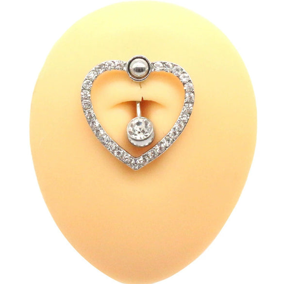 Navel Ring Stainless Steel Heart Tassel Cross Zircon Diamond Styling
