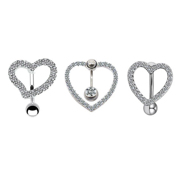 Navel Ring Stainless Steel Heart Tassel Cross Zircon Diamond Styling