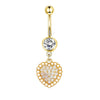 Navel Ring Stainless Steel Heartshaped Butterfly Pendant Electroplating Women's Jewelry