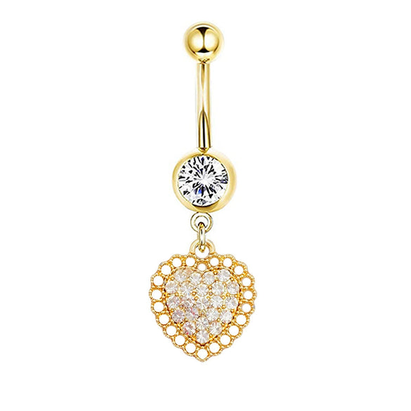 Navel Ring Stainless Steel Heartshaped Butterfly Pendant Electroplating Women's Jewelry