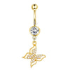 Navel Ring Stainless Steel Heartshaped Butterfly Pendant Electroplating Women's Jewelry