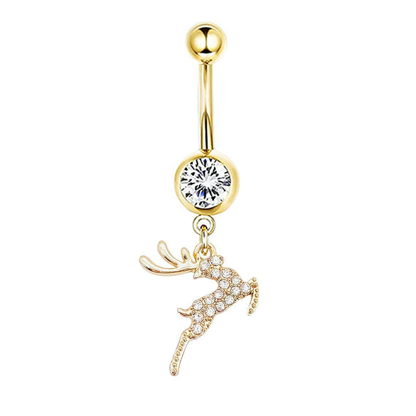 Navel Ring Stainless Steel Heartshaped Butterfly Pendant Electroplating Women's Jewelry