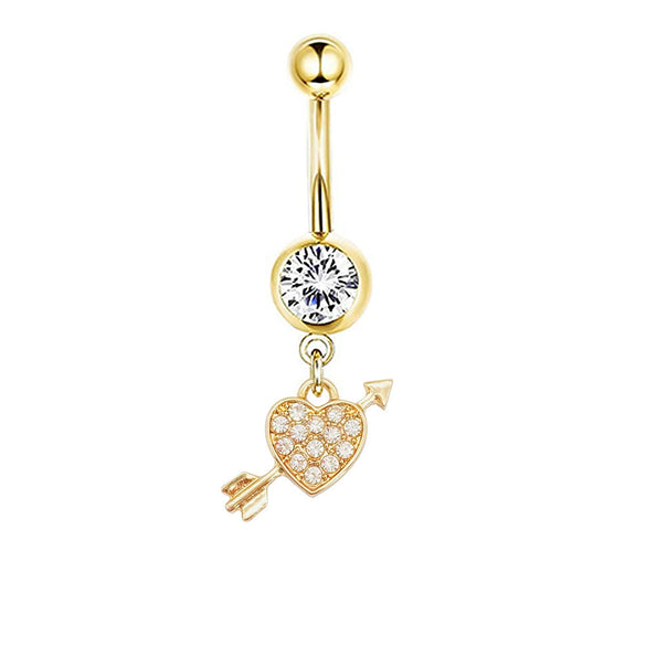 Navel Ring Stainless Steel Heartshaped Butterfly Pendant Electroplating Women's Jewelry