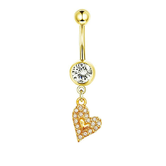Navel Ring Stainless Steel Heartshaped Butterfly Pendant Electroplating Women's Jewelry