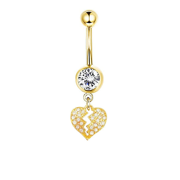 Navel Ring Stainless Steel Heartshaped Butterfly Pendant Electroplating Women's Jewelry